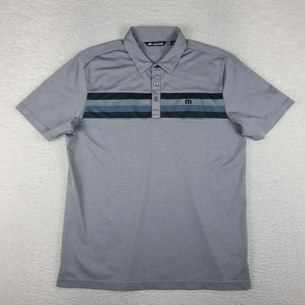 Travis Mathew Polo Shirt Mens Large Gray Performance Short Sleeve